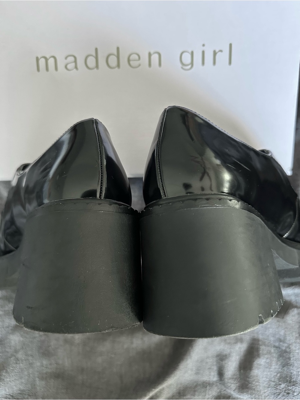 Madden Girl Black Patent Double-Buckle Mary Jane Chunky Loafers - Picture 6 of 11
